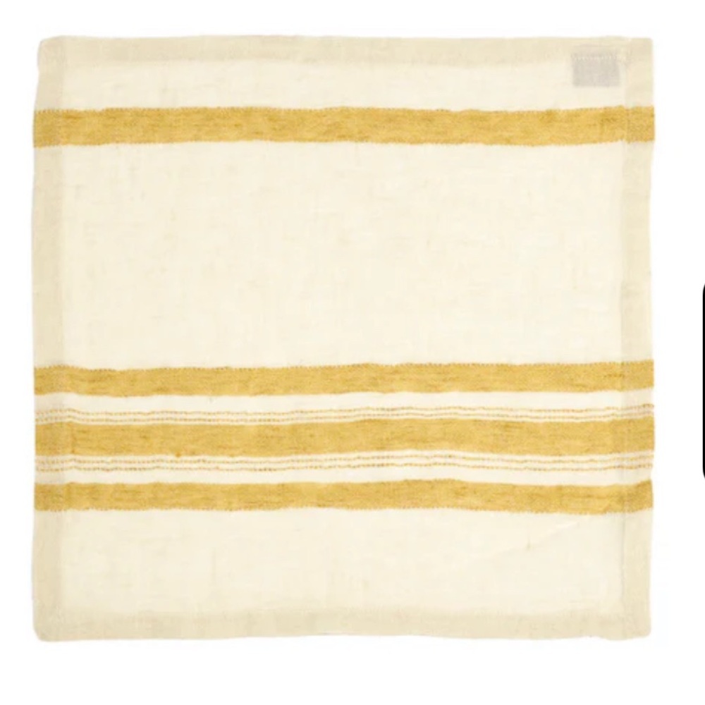 Anthropologie Libeco Belgian Linen Table Napkin - The Library Stripe - Yellow